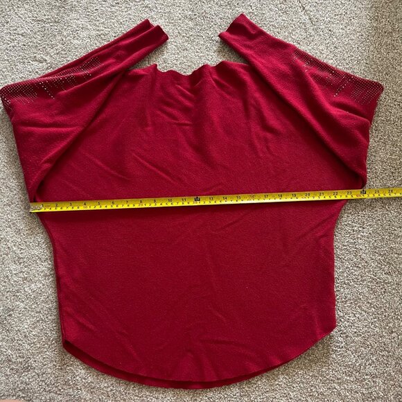 Liv Milano Oversized Sleeves Red Sweater with Rhinestones - Picture 7 of 8